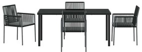 vidaXL Σέτ φαγητού για κήπο 5 pcs Μαύρο Ράτα PE