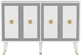 Μπουφές Ansel 327ODS1237 120x30x80cm White-Gold Μοριοσανίδα, Μελαμίνη