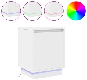 vidaXL Κομοδίνο με LED Φώτα Λευκό 39x34,5x50 εκ.