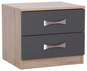 NIGHTSTAND ASHLYN MELAMINE 2 DRAWERS &amp; HANDLES SONOMA-GREY-INOX 48x40,5x42Hcm.