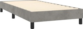 vidaXL Κρεβάτι Boxspring με Στρώμα &amp; LED Αν.Γκρι 80x200 εκ. Βελούδινο