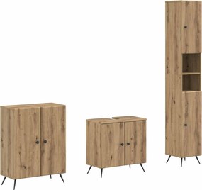 vidaXL Σετ ντουλαπιών μπάνιου 3 τεμαχίων BREDA Artisan Δρυς