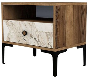 Κομοδίνο Lizbon 845HCT2503 56x40x50,8cm Walnut-White