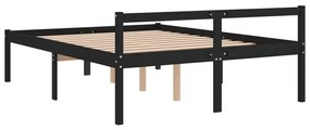 vidaXL Κρεβάτι Ηλικιωμένων Μαύρο 150x200εκ Μασίφ Ξύλο Πεύκου King Size