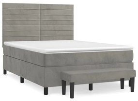 ΚΡΕΒΑΤΙ BOXSPRING ΜΕ ΣΤΡΩΜΑ ΑΝΟΙΧΤΟ ΓΚΡΙ 140X190 ΕΚ. ΒΕΛΟΥΔΙΝΟ 3137899