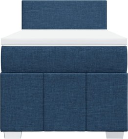 vidaXL Κρεβάτι Boxspring με Στρώμα Μπλε 90x200 εκ.Υφασμάτινο