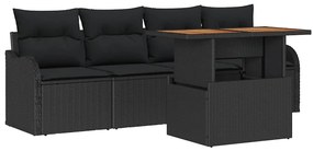 vidaXL Σετ Καναπέ Κήπου με αποθήκευση 5 pcs Μαύρο Πολυ ράταν