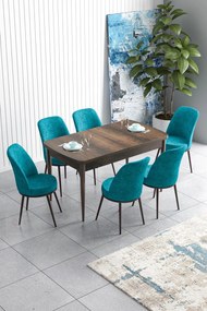 Extendable Dining Table &amp; Chairs Set (7 Pieces) Han - Baroque, Turquoise Baroque
Turquoise