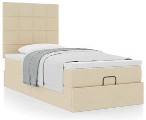 vidaXL Οθωμανικό κρεβάτι με στρώμα Cream 100x200cm ύφασμα