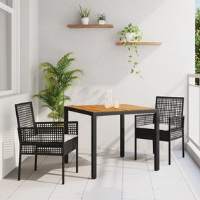 vidaXL σετ τραπεζαρίας Σετ 3 Μαύρο Ξύλο Ανθεκτικό Έπιπλα βεράντας