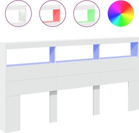 vidaXL Κεφαλάρι με Αποθηκευτικό Χώρο και LED Λευκό 200x17x102 εκ.