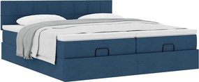vidaXL Οθωμανικό κρεβάτι με στρώματα μπλε 160x200cm ύφασμα