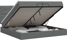 vidaXL Κρεβάτι Ottoman με στρώμα Σκούρο Γκρι 200 x 200 cm Ύφασμα