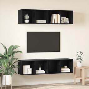 vidaXL Τηλεοπτική Κάβα Τοίχου με ράφι 4 pcs Μαύρη δρυς 37 x 37 x 72 εκ