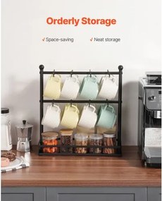 VEVOR Coffee Mug Holder for Countertop 16 Hooks Cup Rack with Storage Base