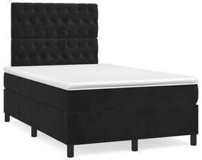 Κρεβάτι Boxspring με Στρώμα Μαύρο 120x190 εκ. Βελούδινο