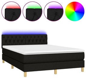 ΚΡΕΒΑΤΙ BOXSPRING ΜΕ ΣΤΡΩΜΑ &amp; LED ΜΑΥΡΟ 140X190 ΕΚ. ΥΦΑΣΜΑΤΙΝΟ 3133951