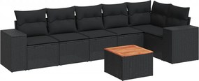 vidaXL Patio Sofa Set 6-θέσια Black