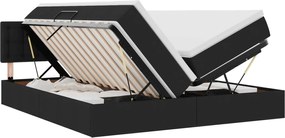 vidaXL LED Κρεβάτι αποθήκευσης με στρώμα Μαύρο 200 x 200 cm Ύφασμα