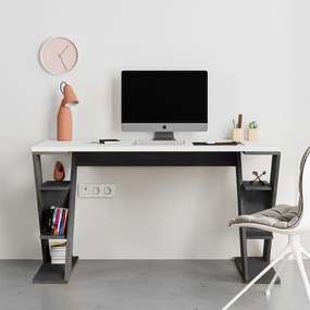 Γραφείο εργασίας Papillon Megapap χρώμα ανθρακί - λευκό 137x60x75εκ