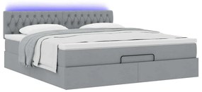 Οθωμανικό κρεβάτι με στρώμα&amp;LEDs Ανοιχτό γκρι 180x200cm ύφασμα 3312409
