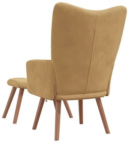 vidaXL Πολυθρόνα Relax Καφέ Βελούδινη με Σκαμπό