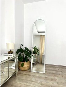 Λευκός Οβάλ Καθρέφτης Δαπέδου με Μεταλλικό Σκελετό 160x40 cm