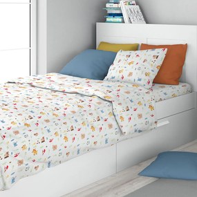 Σεντόνι Μονό Επίπεδο + Μαξιλαροθήκη (Σετ) Dimcol Animals 570 White - Sky Blue