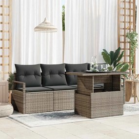 vidaXL Σετ Καναπέ Κήπου με αποθήκευση 5 pcs Γκρι Πολυ ράταν