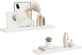 vidaXL Ράφια Τοίχου 2 τεμ. Άσπρα 90x23,5x3,8 εκ. MDF