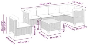 Σετ Σαλονιού Κήπου 7 τεμ. Γκρι Συνθετικό Ρατάν με Μαξιλάρια - Γκρι