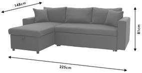 Γωνιακός καναπές-κρεβάτι αναστρέψιμος Lilian pakoworld ανθρακί 225x148x81εκ - MDF - 166-000010
