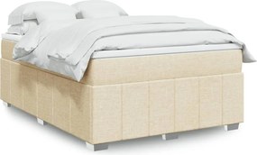 vidaXL Κρεβάτι Boxspring με Στρώμα Κρεμ 140x200 εκ. Υφασμάτινο