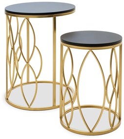 Side tables set 2pcs Zion I metal in black - golden color 39x39x50 εκ.