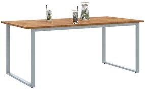 vidaXL Εξωτερικό Τραπέζι Φαγητού Γκρι 180x90x75 εκ Χάλυβας&Στερεό Ξύλο Ακακίας