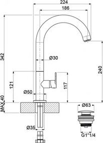 Armando Vicario Slim Rusty Black 500041 – Μπαταρία επιτραπέζιου νιπτήρα