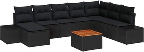 vidaXL Σετ Καναπέ Κήπου 9 pcs Μαύρο