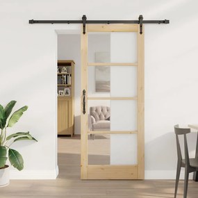 vidaXL Ολισθητή Πόρτα Καφέ 83 x 202 εκ. Ξύλο και μέταλλο