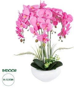 GloboStar® Artificial Garden PINK ORCHID 21124 Διακοσμητικό Φυτό Ροζ Ορχιδέα Υ50cm