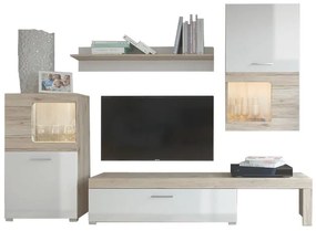 Σύνθετο σαλονιού Annalie LED sonoma-λευκό gloss 215x39x180εκ 215x39x180 εκ.