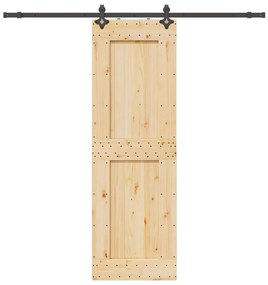 vidaXL Συρόμενη Μεσόπορτα με Μηχανισμό 70 x 210 εκ. Μασίφ Ξύλο Πεύκου