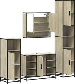 vidaXL Σετ Επίπλων Μπάνιου 4 Τεμαχίων Sonoma Δρυς Επεξεργασμένο Ξύλο