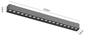 Φωτιστικό LED 18W 3000K για Ultra-Thin μαγνητική ράγα σε λευκή απόχρωση D:33,8cmX2,4cm (T02901-WH)