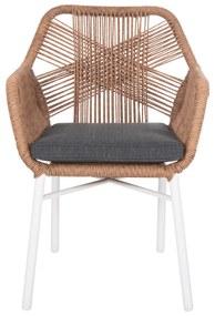 ΠΟΛΥΘΡΟΝΑ TOPIN HM6048.01 ΑΛΟΥΜΙΝΙΟ ΛΕΥΚΟ-P.E. RATTAN ΑΝΟΙΧΤΟ ΚΑΦΕ-ΜΑΞΙΛΑΡΙ ΓΚΡΙ 58x60x83Υ εκ (1 Τεμμάχια)