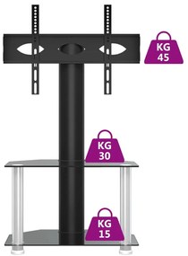vidaXL Βάση Τηλεόρασης Γωνιακή 2 Επιπέδων για 32-70 Ιντσών Μαύρη/Ασημί