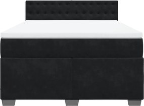 vidaXL Κρεβάτι Boxspring με Στρώμα Μαύρο 140x190 εκ. Βελούδινο