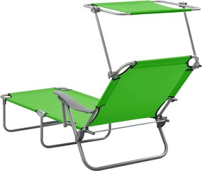 vidaXL Ξαπλώστρα Πράσινη Ατσάλινη με Σκίαστρο