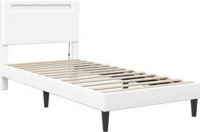 vidaXL Σκελετός Κρεβατιού με κεφαλάρι Λευκό 90 x 200 cm Τεχνητό Δέρμα