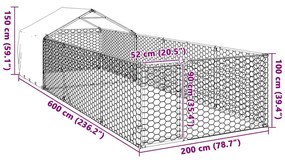 Κλουβί Σκύλου Εξωτερ. Χώρου με τρεχάλα 6x2x1,5μ. Γαλβαν. Ατσάλι - Ασήμι