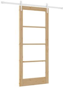 vidaXL Ολισθητή Πόρτα Καφέ 86 x 198.5 cm Ξύλο και μέταλλο